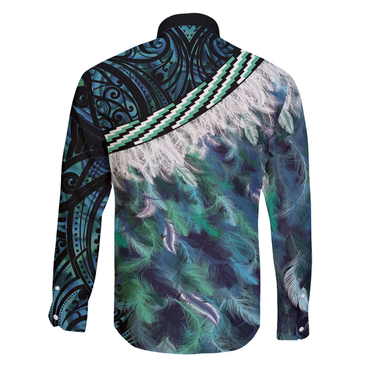 Turquoise Traditional Cloak Aotearoa Family Matching Off The Shoulder Long Sleeve Dress and Hawaiian Shirt Maori Paua Shell Korowai Pattern LT14 - Polynesian Pride