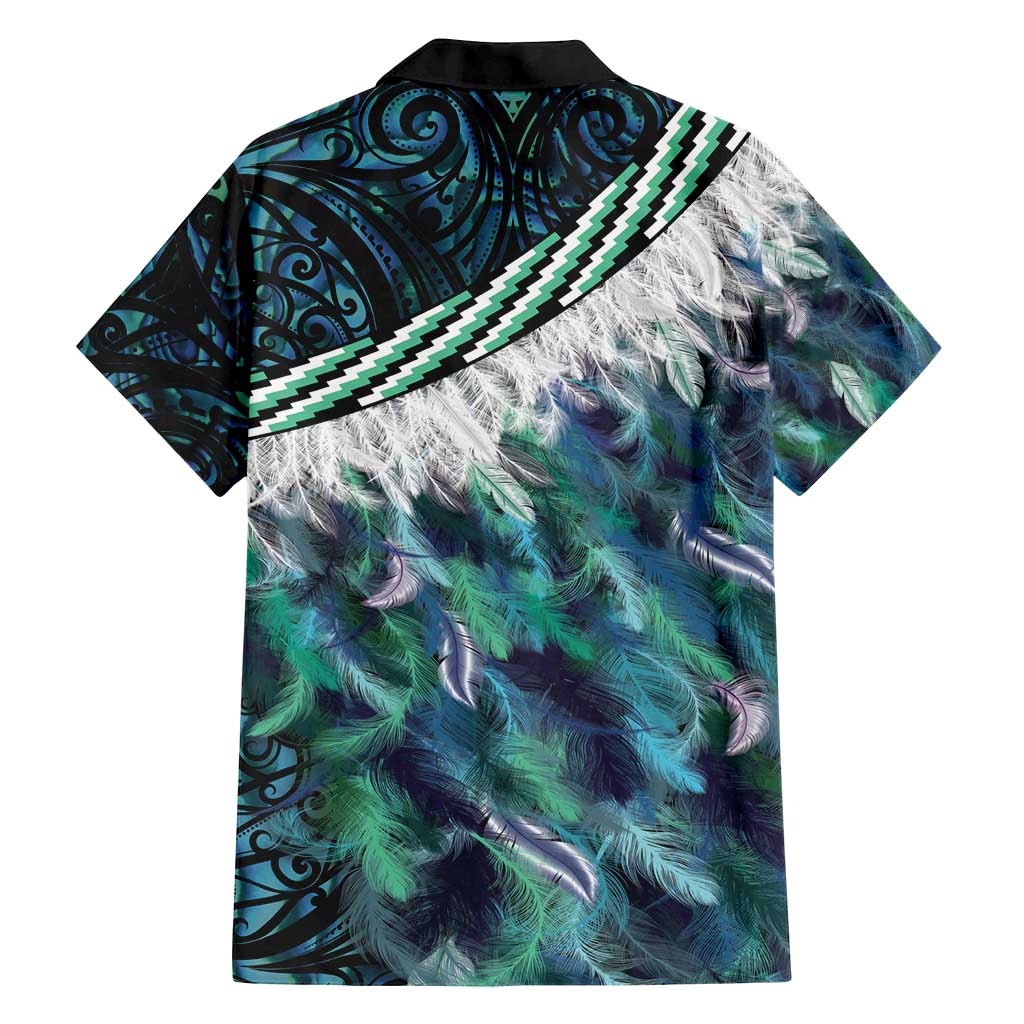 Turquoise Traditional Cloak Aotearoa Family Matching Off Shoulder Short Dress and Hawaiian Shirt Maori Paua Shell Korowai Pattern LT14 - Polynesian Pride