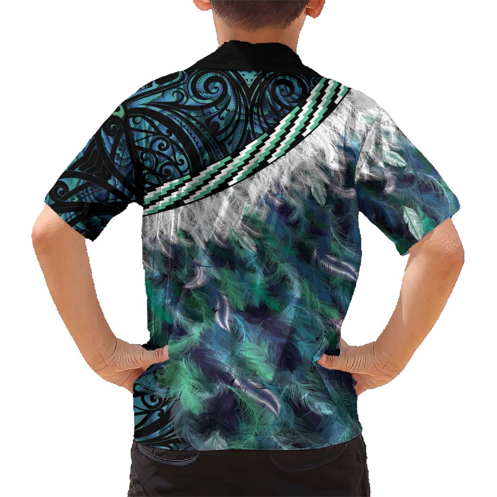 Turquoise Traditional Cloak Aotearoa Family Matching Short Sleeve Bodycon Dress and Hawaiian Shirt Maori Paua Shell Korowai Pattern LT14 - Polynesian Pride