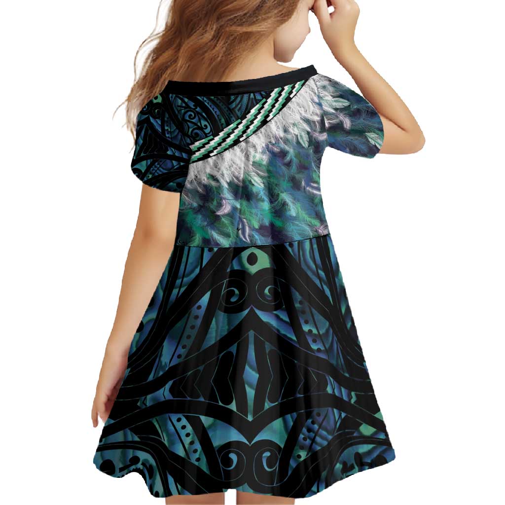 Turquoise Traditional Cloak Aotearoa Family Matching Tank Maxi Dress and Hawaiian Shirt Maori Paua Shell Korowai Pattern LT14 - Polynesian Pride