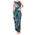 Turquoise Traditional Cloak Aotearoa Tank Maxi Dress Maori Paua Shell Korowai Pattern