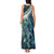 Turquoise Traditional Cloak Aotearoa Tank Maxi Dress Maori Paua Shell Korowai Pattern