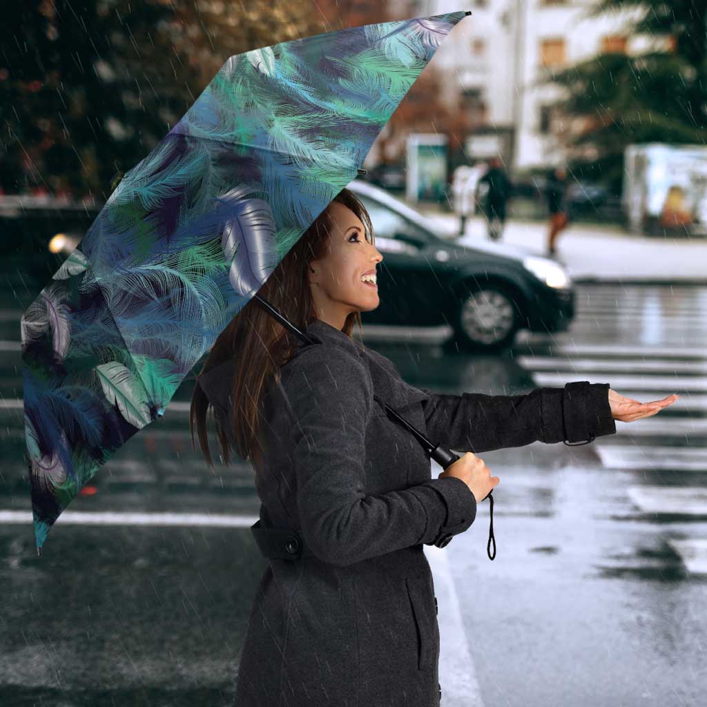 Turquoise Traditional Cloak Aotearoa Umbrella Maori Paua Shell Korowai Pattern - Polynesian Pride