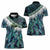 Turquoise Traditional Cloak Aotearoa Women Polo Shirt Maori Paua Shell Korowai Pattern