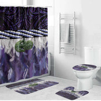 Purple Traditional Cloak Aotearoa Bathroom Set Maori Paua Shell Korowai Pattern LT14 Bathroom Set (4 pcs) Purple - Polynesian Pride