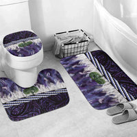 Purple Traditional Cloak Aotearoa Bathroom Set Maori Paua Shell Korowai Pattern LT14 Mat Set Only (3 pcs) One Size Purple - Polynesian Pride