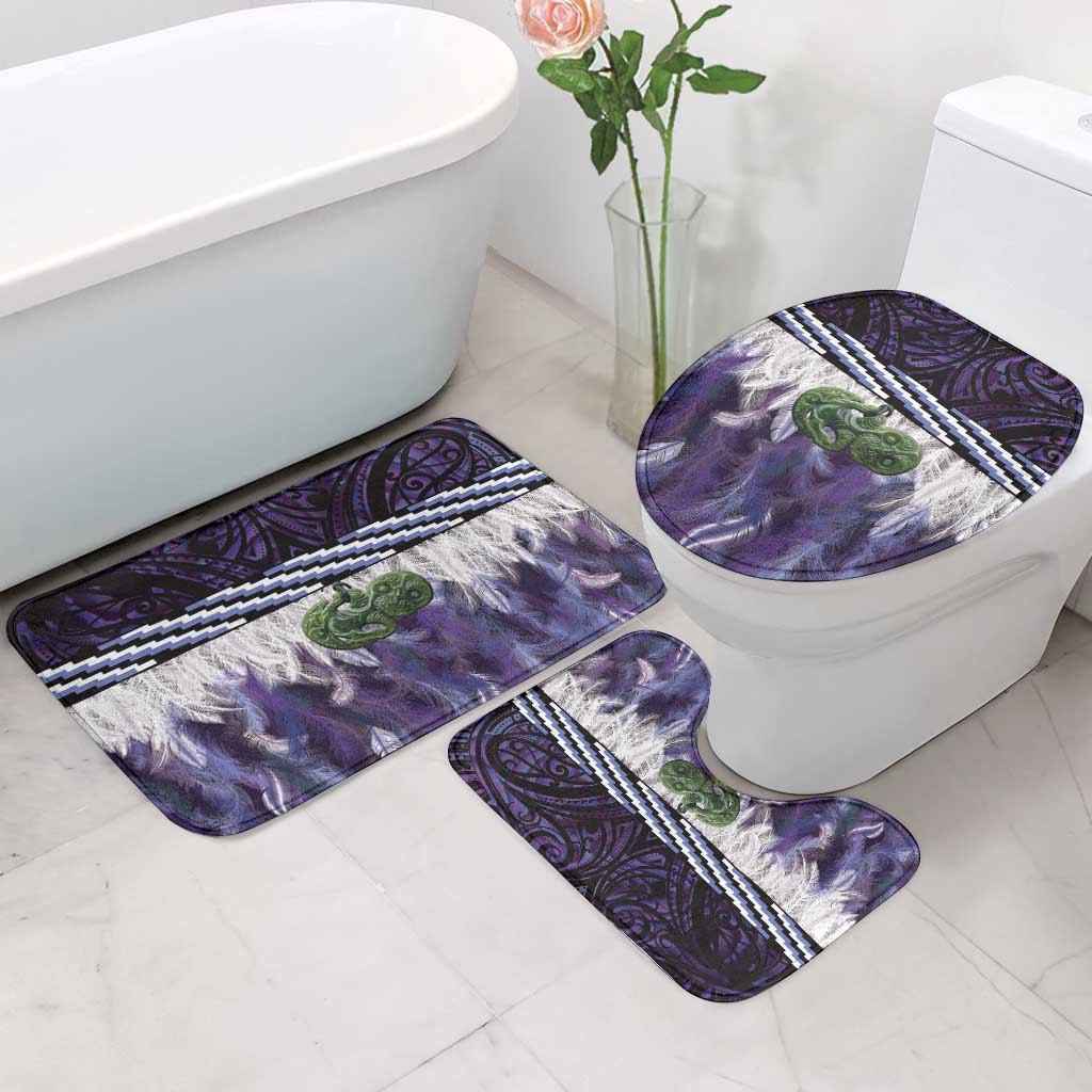 Purple Traditional Cloak Aotearoa Bathroom Set Maori Paua Shell Korowai Pattern LT14 - Polynesian Pride