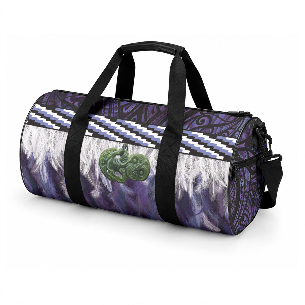 Purple Traditional Cloak Aotearoa Duffle Bag Maori Paua Shell Korowai Pattern LT14 - Polynesian Pride
