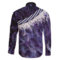 Purple Traditional Cloak Aotearoa Family Matching Off Shoulder Maxi Dress and Hawaiian Shirt Maori Paua Shell Korowai Pattern LT14 - Polynesian Pride
