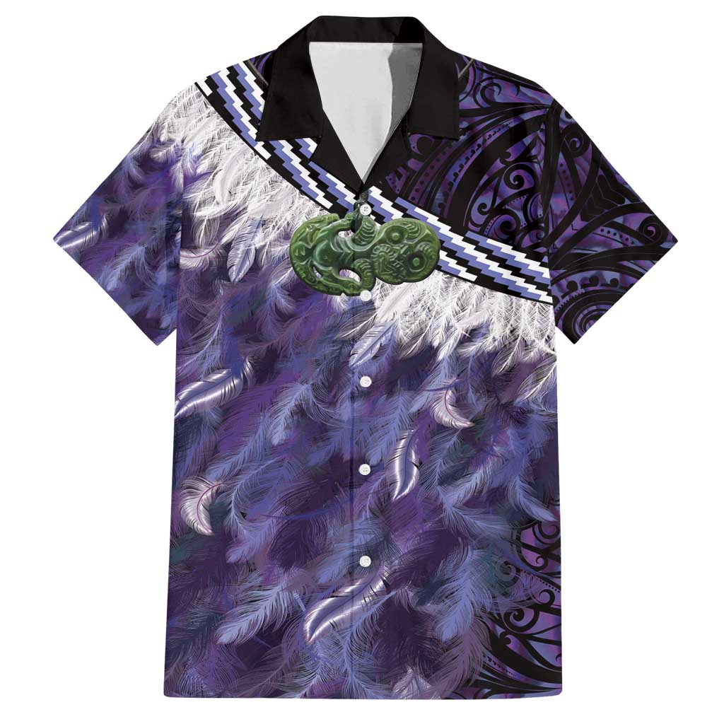 Purple Traditional Cloak Aotearoa Family Matching Summer Maxi Dress and Hawaiian Shirt Maori Paua Shell Korowai Pattern LT14 Dad's Shirt - Short Sleeve Purple - Polynesian Pride