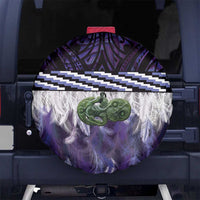 Purple Traditional Cloak Aotearoa Spare Tire Cover Maori Paua Shell Korowai Pattern LT14 No hole Purple - Polynesian Pride