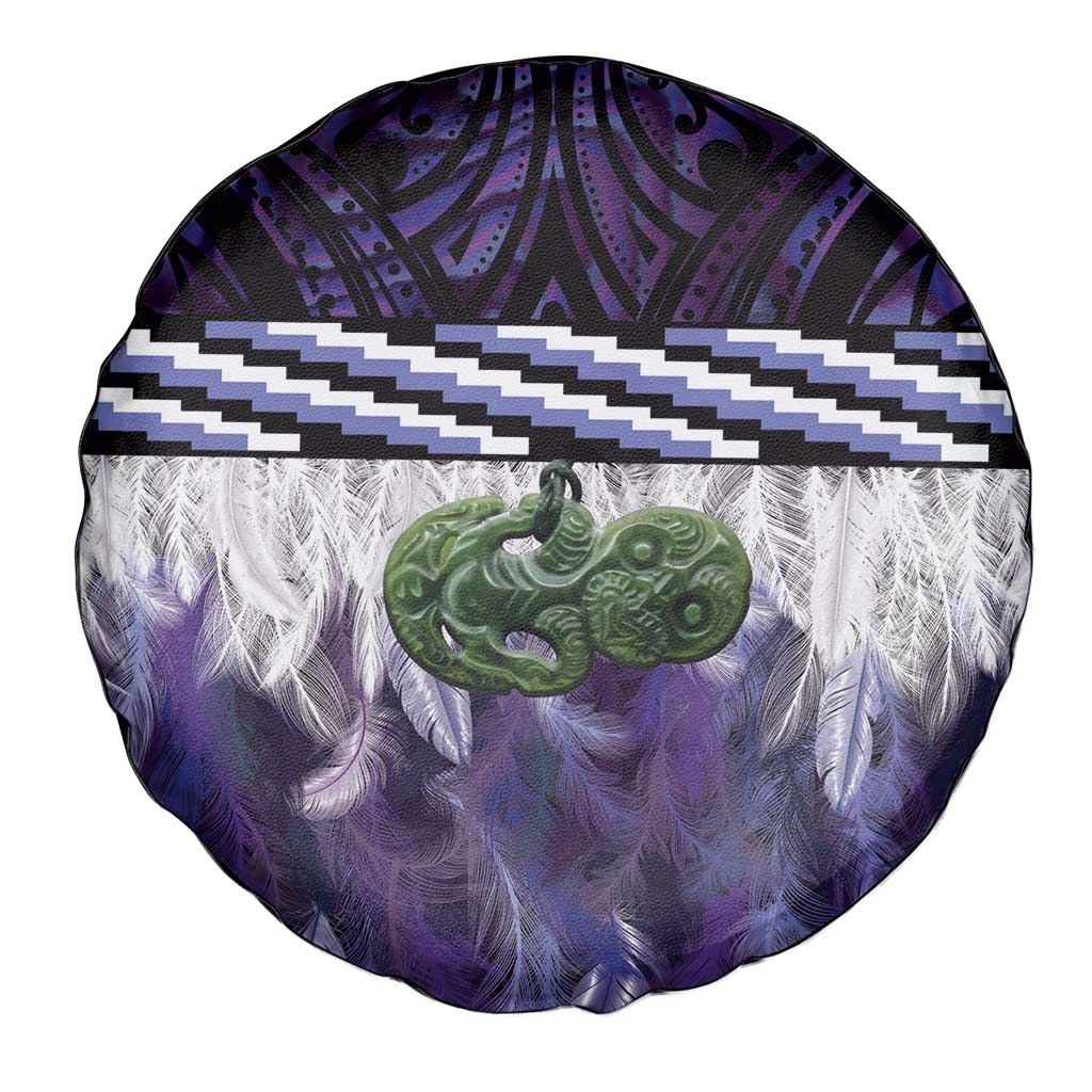 Purple Traditional Cloak Aotearoa Spare Tire Cover Maori Paua Shell Korowai Pattern LT14 - Polynesian Pride