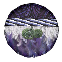 Purple Traditional Cloak Aotearoa Spare Tire Cover Maori Paua Shell Korowai Pattern LT14 - Polynesian Pride