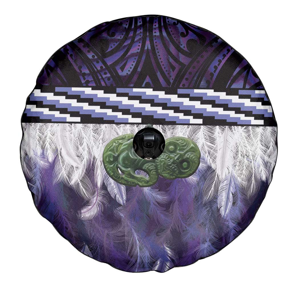 Purple Traditional Cloak Aotearoa Spare Tire Cover Maori Paua Shell Korowai Pattern LT14 - Polynesian Pride