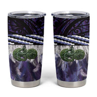 Purple Traditional Cloak Aotearoa Tumbler Cup Maori Paua Shell Korowai Pattern LT14 Purple - Polynesian Pride