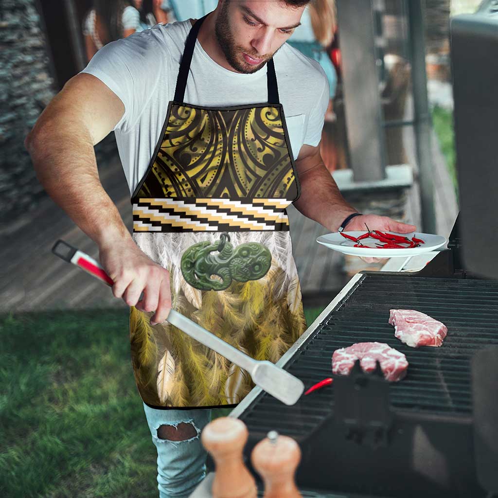 Yellow Traditional Cloak Aotearoa Apron Maori Paua Shell Korowai Pattern - Polynesian Pride