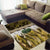 Yellow Traditional Cloak Aotearoa Area Rug Maori Paua Shell Korowai Pattern