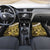 Yellow Traditional Cloak Aotearoa Car Mats Maori Paua Shell Korowai Pattern
