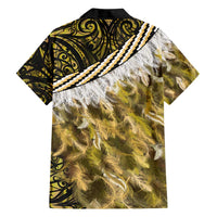 Yellow Traditional Cloak Aotearoa Family Matching Long Sleeve Bodycon Dress and Hawaiian Shirt Maori Paua Shell Korowai Pattern LT14 - Polynesian Pride