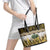 Yellow Traditional Cloak Aotearoa Leather Tote Bag Maori Paua Shell Korowai Pattern