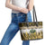 Yellow Traditional Cloak Aotearoa Leather Tote Bag Maori Paua Shell Korowai Pattern