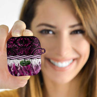 Pink Traditional Cloak Aotearoa AirPods Case Maori Paua Shell Korowai Pattern - Polynesian Pride