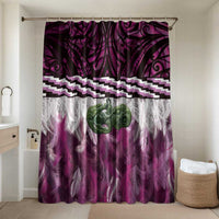 Pink Traditional Cloak Aotearoa Bathroom Set Maori Paua Shell Korowai Pattern LT14 Shower Curtain Only Pink - Polynesian Pride