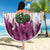Pink Traditional Cloak Aotearoa Beach Blanket Maori Paua Shell Korowai Pattern
