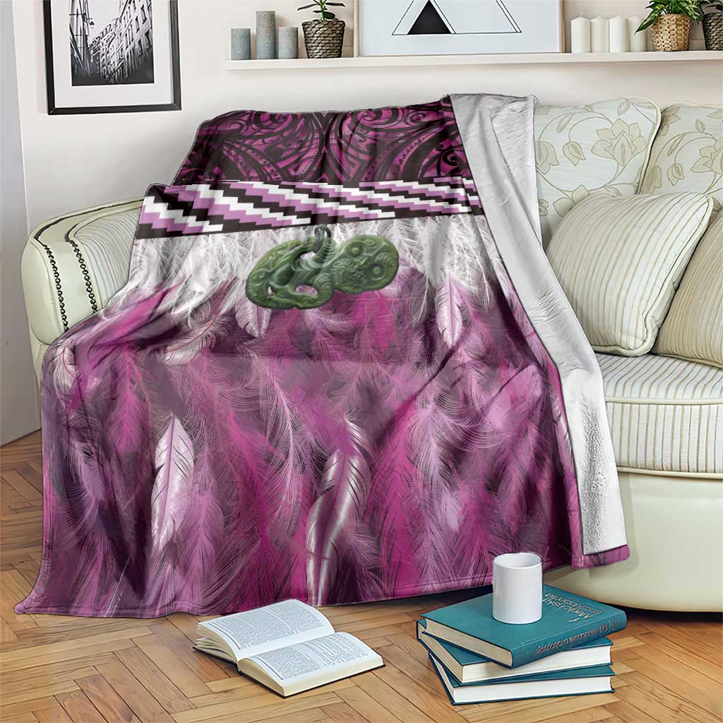 Pink Traditional Cloak Aotearoa Blanket Maori Paua Shell Korowai Pattern LT14 Pink - Polynesian Pride
