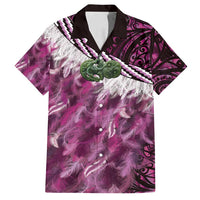 Pink Traditional Cloak Aotearoa Family Matching Long Sleeve Bodycon Dress and Hawaiian Shirt Maori Paua Shell Korowai Pattern LT14 Dad's Shirt - Short Sleeve Pink - Polynesian Pride