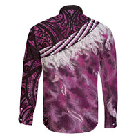 Pink Traditional Cloak Aotearoa Family Matching Tank Maxi Dress and Hawaiian Shirt Maori Paua Shell Korowai Pattern LT14 - Polynesian Pride