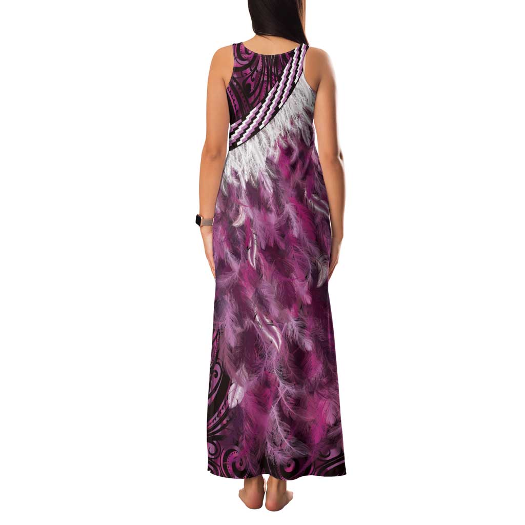 Pink Traditional Cloak Aotearoa Family Matching Tank Maxi Dress and Hawaiian Shirt Maori Paua Shell Korowai Pattern LT14 - Polynesian Pride