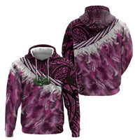 Pink Traditional Cloak Aotearoa Hoodie Maori Paua Shell Korowai Pattern