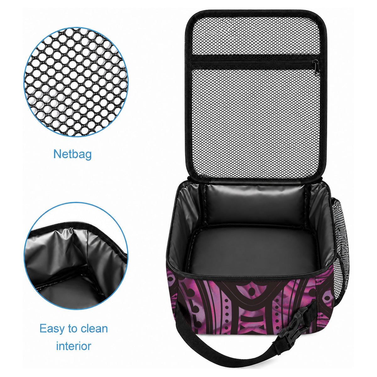 Pink Traditional Cloak Aotearoa Lunch Bag Maori Paua Shell Korowai Pattern LT14 - Polynesian Pride