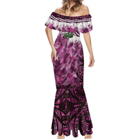Pink Traditional Cloak Aotearoa Mermaid Dress Maori Paua Shell Korowai Pattern LT14 - Polynesian Pride
