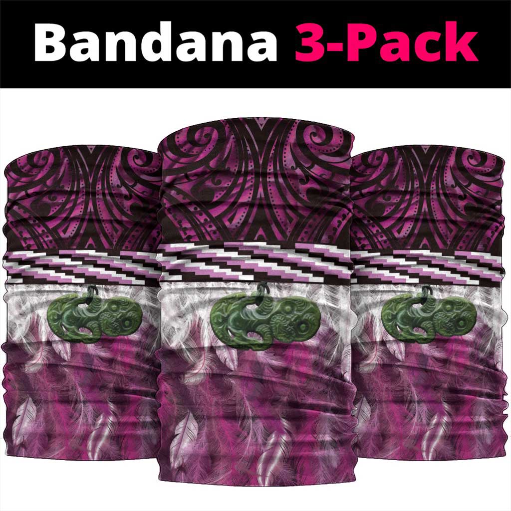 Pink Traditional Cloak Aotearoa Neck Gaiter Maori Paua Shell Korowai Pattern - Polynesian Pride