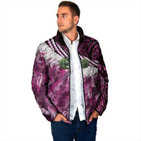 Pink Traditional Cloak Aotearoa Padded Jacket Maori Paua Shell Korowai Pattern - Polynesian Pride