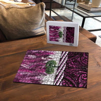 Pink Traditional Cloak Aotearoa Puzzle Maori Paua Shell Korowai Pattern - Polynesian Pride