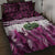 Pink Traditional Cloak Aotearoa Quilt Bed Set Maori Paua Shell Korowai Pattern