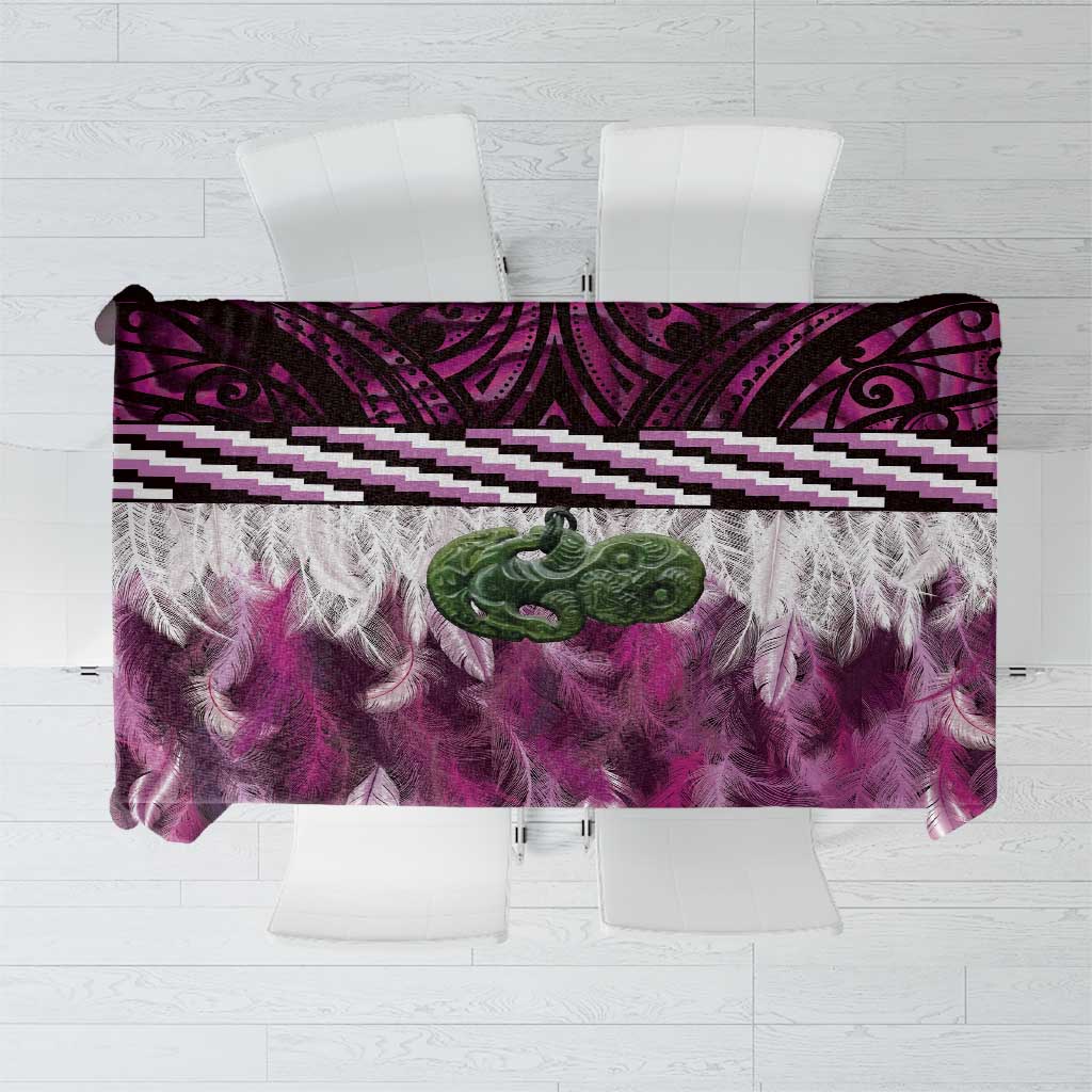 Pink Traditional Cloak Aotearoa Tablecloth Maori Paua Shell Korowai Pattern LT14 Pink - Polynesian Pride