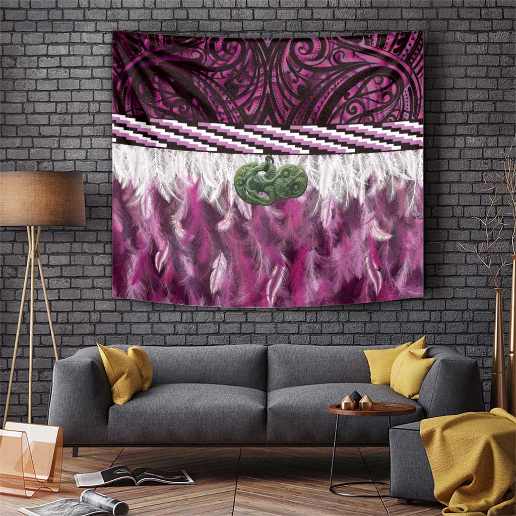 Pink Traditional Cloak Aotearoa Tapestry Maori Paua Shell Korowai Pattern LT14 Pink - Polynesian Pride