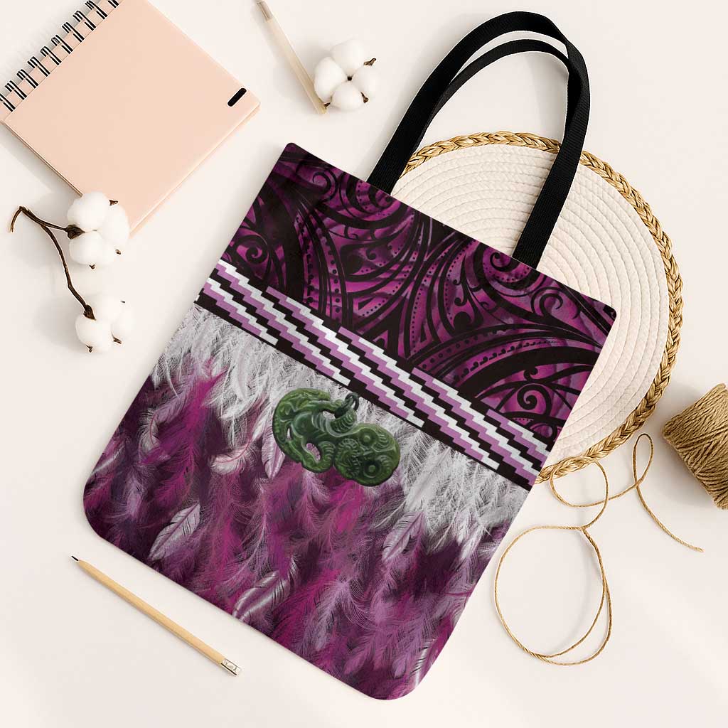 Pink Traditional Cloak Aotearoa Tote Bag Maori Paua Shell Korowai Pattern - Polynesian Pride