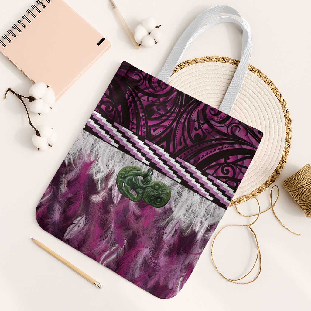 Pink Traditional Cloak Aotearoa Tote Bag Maori Paua Shell Korowai Pattern - Polynesian Pride