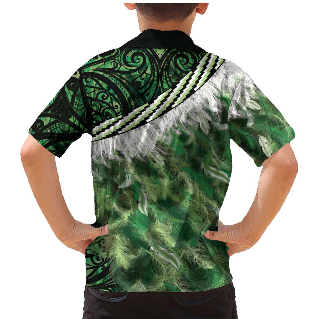 Green Traditional Cloak Aotearoa Family Matching Mermaid Dress and Hawaiian Shirt Maori Paua Shell Korowai Pattern LT14 - Polynesian Pride