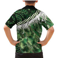 Green Traditional Cloak Aotearoa Family Matching Mermaid Dress and Hawaiian Shirt Maori Paua Shell Korowai Pattern LT14 - Polynesian Pride