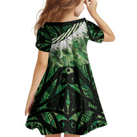 Green Traditional Cloak Aotearoa Family Matching Off Shoulder Maxi Dress and Hawaiian Shirt Maori Paua Shell Korowai Pattern LT14 - Polynesian Pride