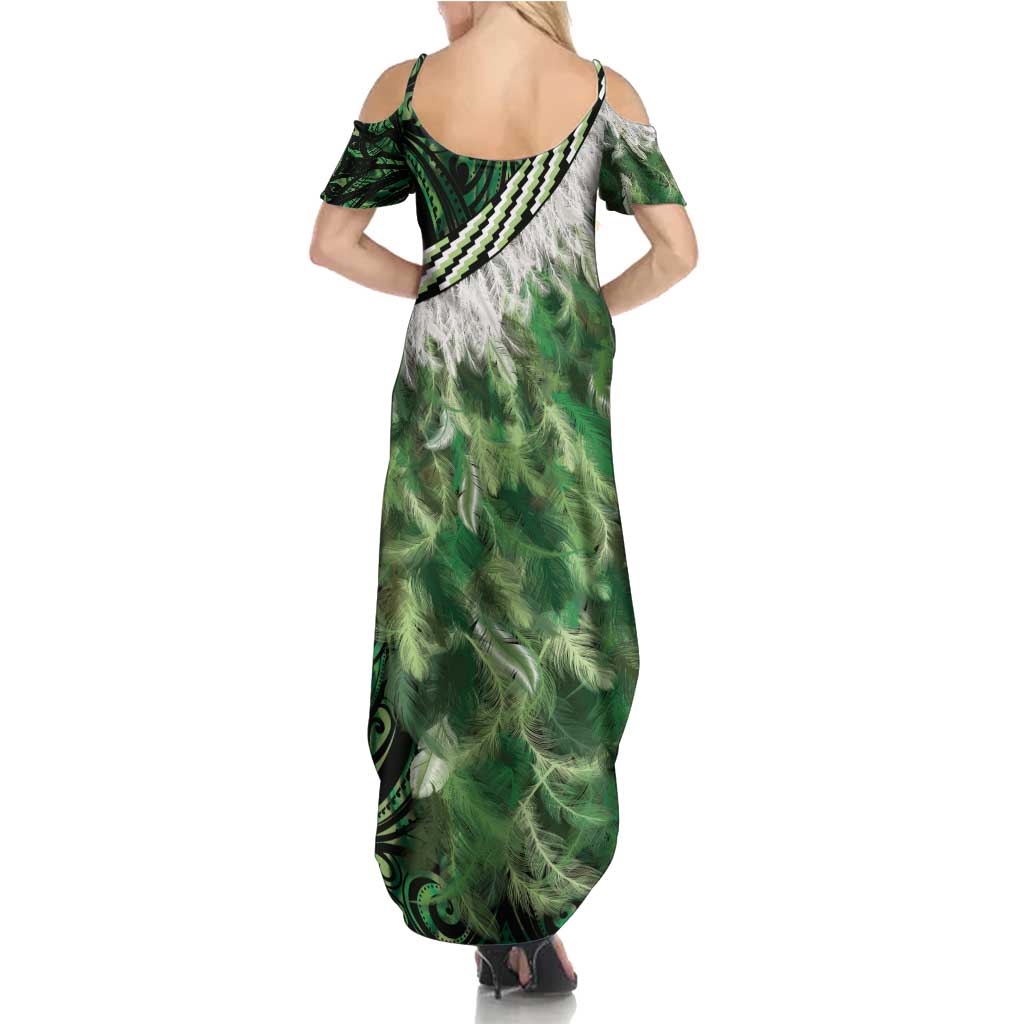Green Traditional Cloak Aotearoa Family Matching Summer Maxi Dress and Hawaiian Shirt Maori Paua Shell Korowai Pattern LT14 - Polynesian Pride