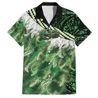 Green Traditional Cloak Aotearoa Family Matching Tank Maxi Dress and Hawaiian Shirt Maori Paua Shell Korowai Pattern LT14 Dad's Shirt - Short Sleeve Green - Polynesian Pride