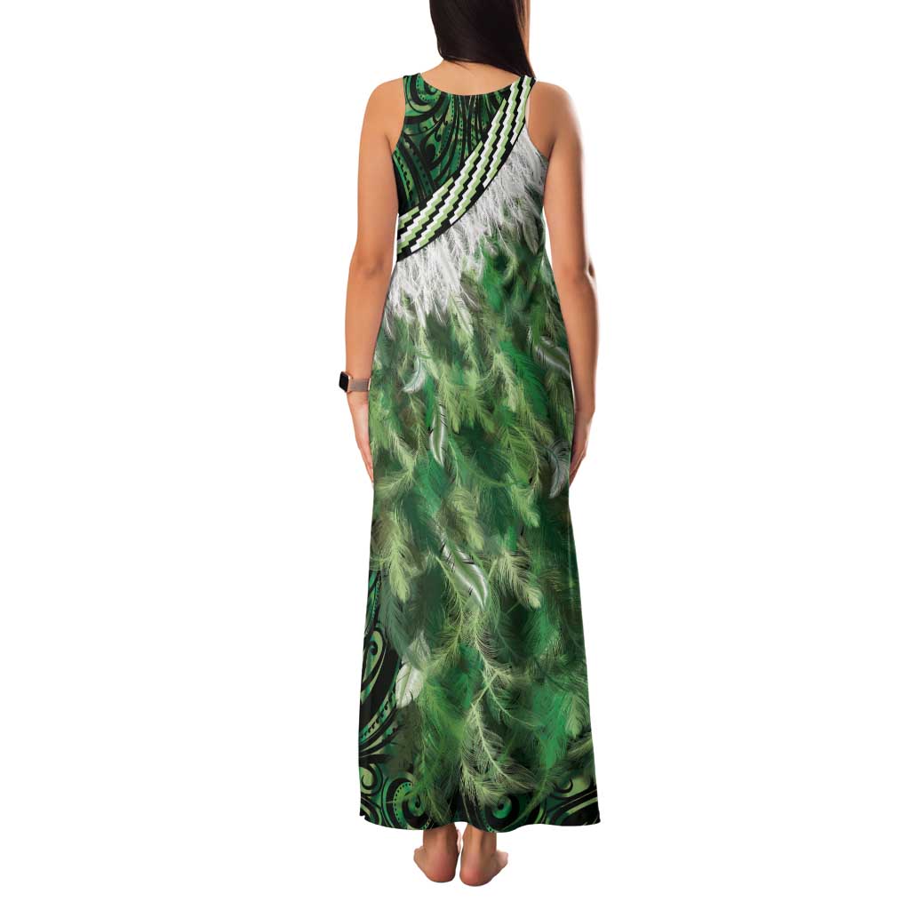Green Traditional Cloak Aotearoa Family Matching Tank Maxi Dress and Hawaiian Shirt Maori Paua Shell Korowai Pattern LT14 - Polynesian Pride