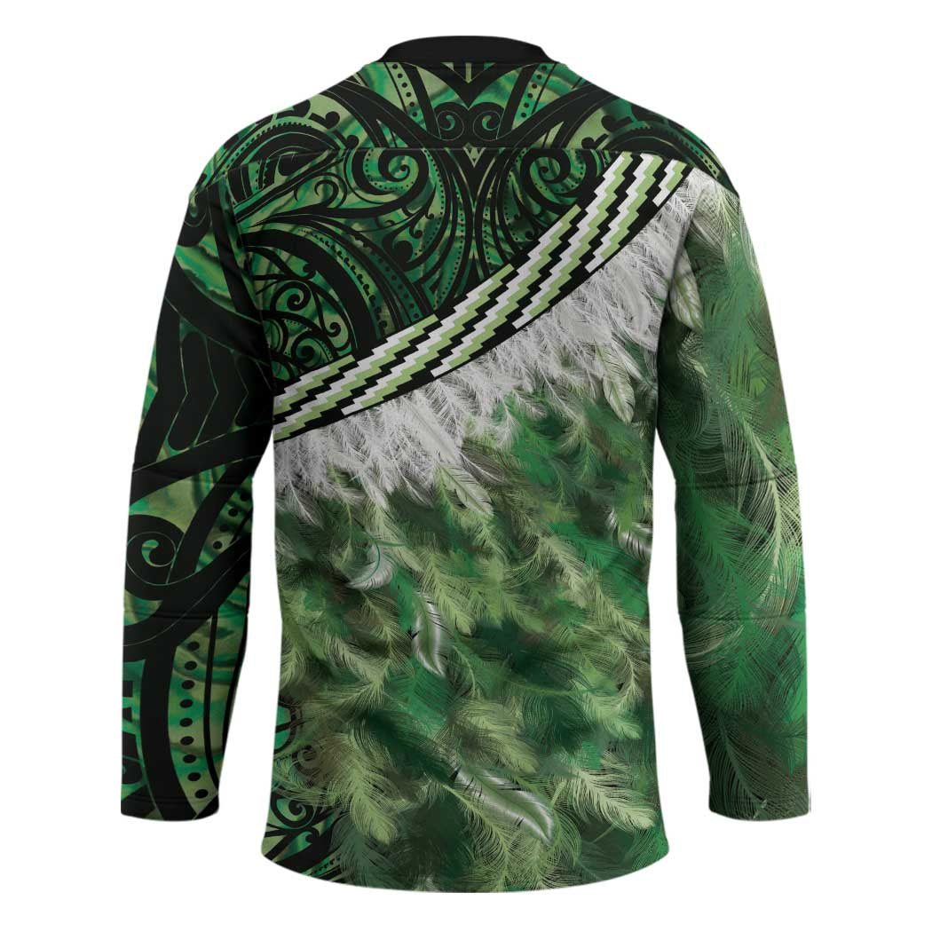Green Traditional Cloak Aotearoa Hockey Jersey Maori Paua Shell Korowai Pattern - Polynesian Pride